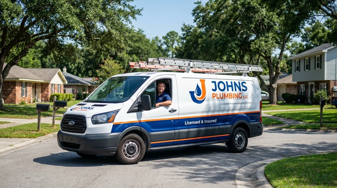 Johns Plumbing LLC service van in Henderson, NC
